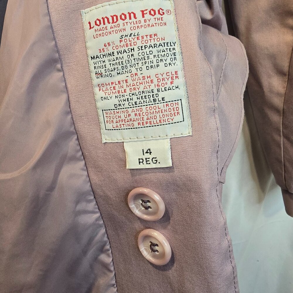 Vintage London Fog Maincoat Trench Coat Women's Pastal Purple Size 14 - Picture 7 of 12